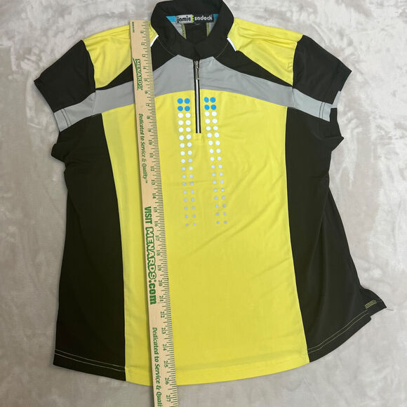 Jamie Sadock Top Womens Medium Yellow Golf Athletic 1/4 Zip Performance Stretch - Picture 10 of 13